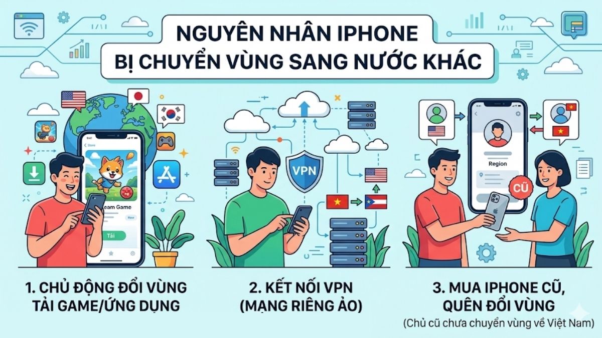 Nguyên nhân khiến iPhone bị chuyển vùng sang nước khác