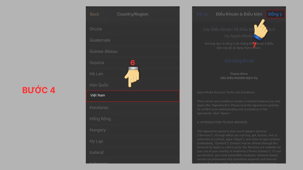 Cách đổi vùng App Store trực tiếp về Việt Nam - bước 4