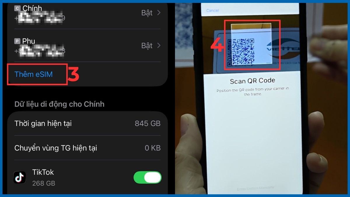 Cách cài đặt eSIM trên iPhone 16 - bước 2,3