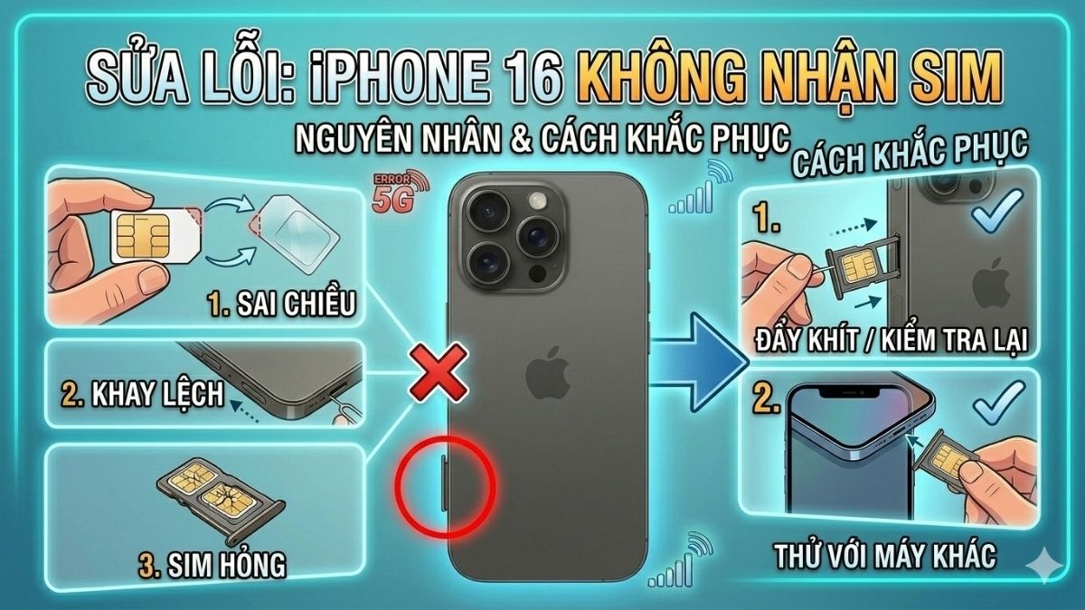 Lỗi iPhone 16 không nhận SIM