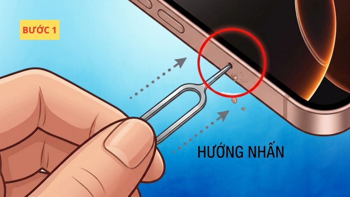 Cách gắn SIM iPhone 16 đúng chuẩn - bước 1