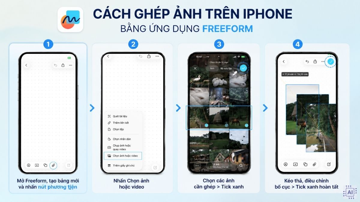 Cách ghép ảnh trên iPhone bằng ứng dụng Freeform
