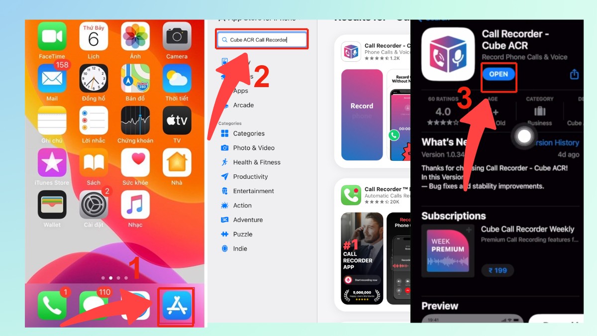 Cách ghi âm cuộc gọi trên iPhone 12 Pro Max bằng Cube ACR Call Recorder - bước 1
