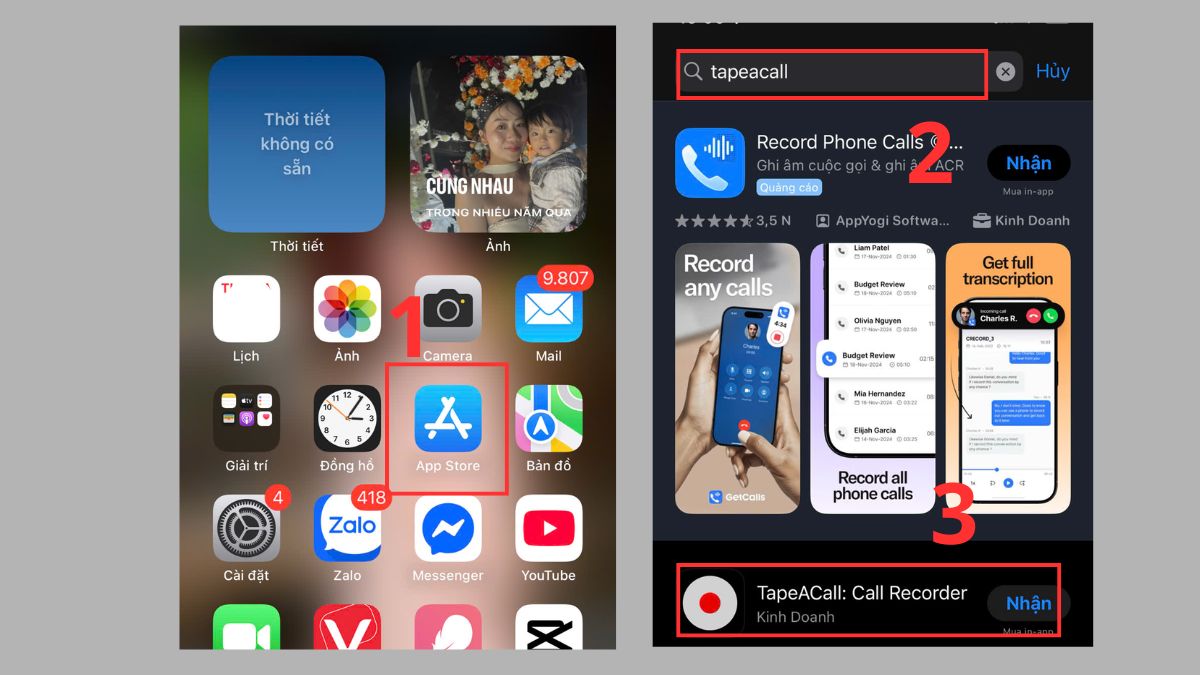Cách ghi âm cuộc gọi trên iPhone 12 bằng TapeACall - bước 1