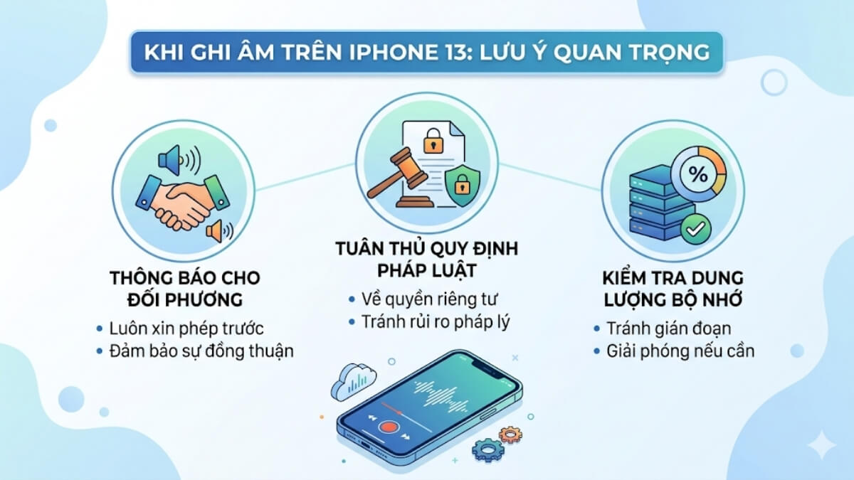 Lưu ý khi ghi âm cuộc gọi trên iPhone 13