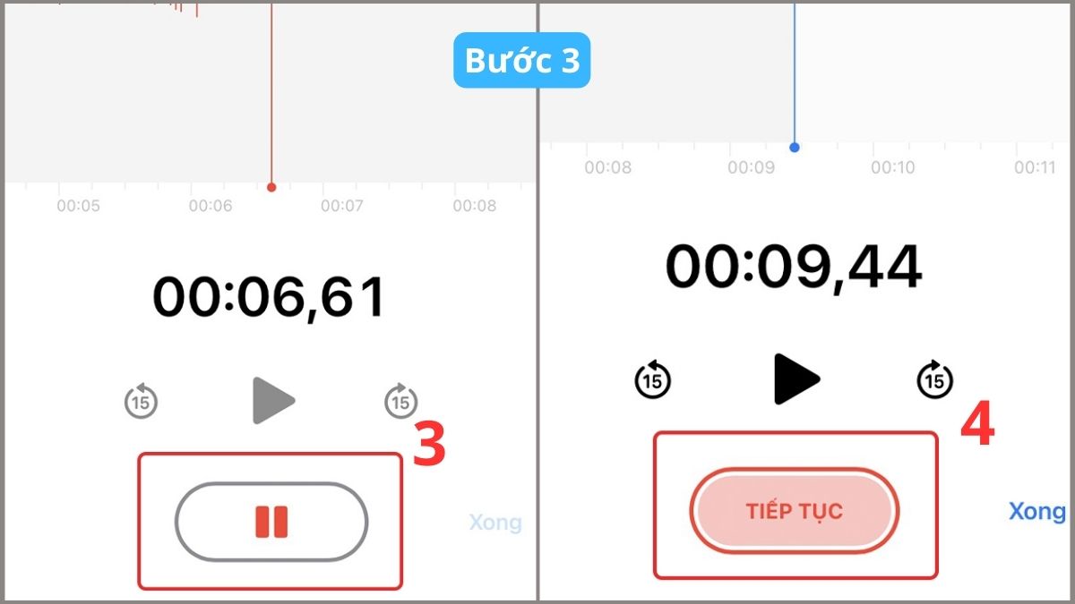 Cách ghi âm trên iPhone đơn giản nhất - bước 2,3