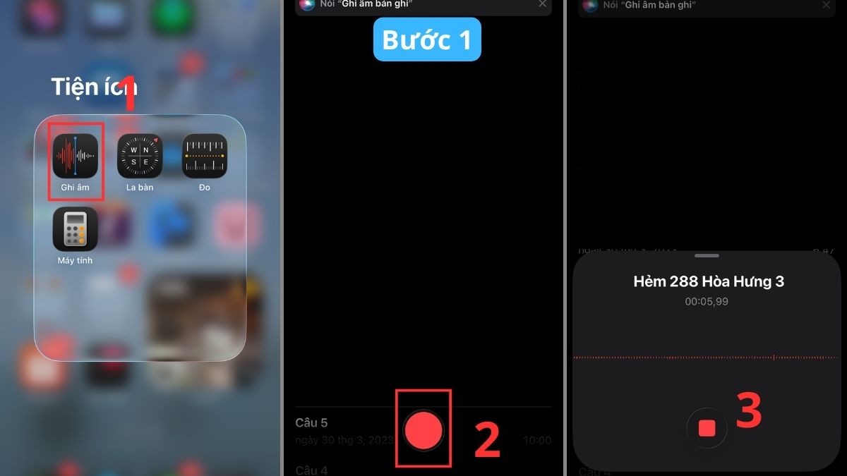 Cách ghi âm trên iPhone khi đang dùng ứng dụng khác - bước 1
