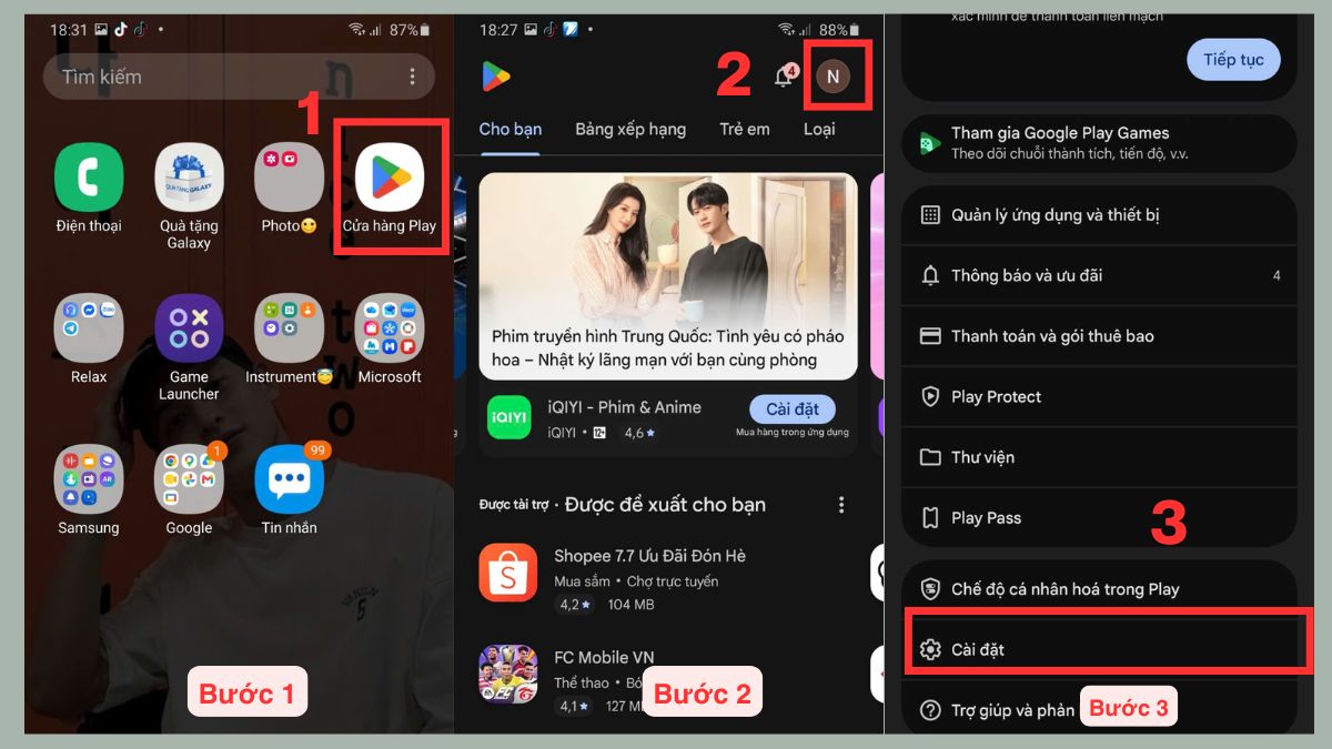 Khắc phục điện thoại hết dung lượng bằng cách tính năng tự động tải xuống Android - bước 1