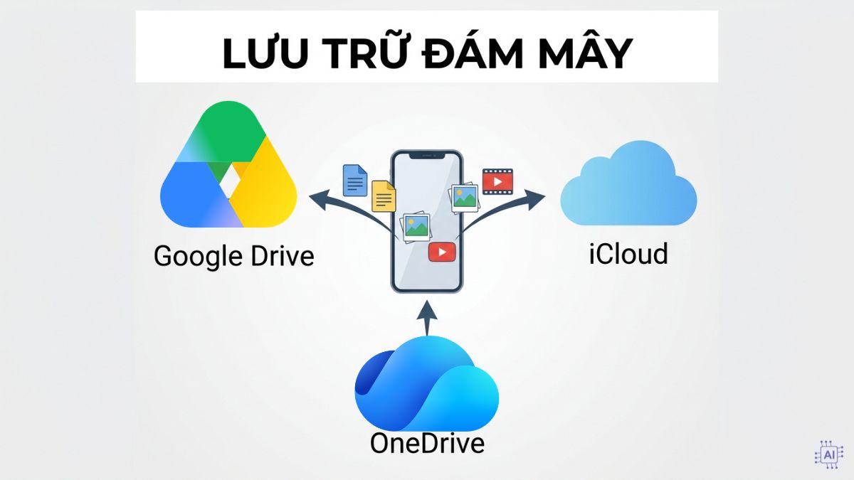 Khắc phục điện thoại hết dung lượng bằng cách dùng dịch vụ đám mây lưu trữ