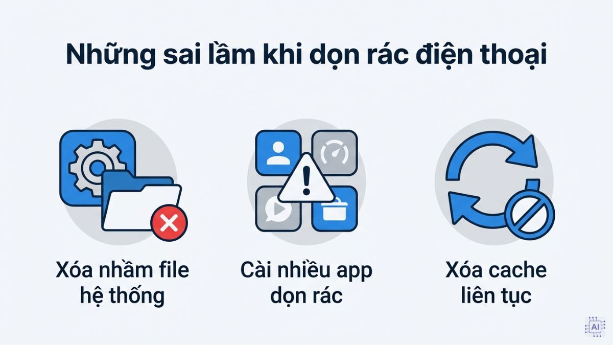 Những sai lầm thường gặp khi tự dọn rác điện thoại