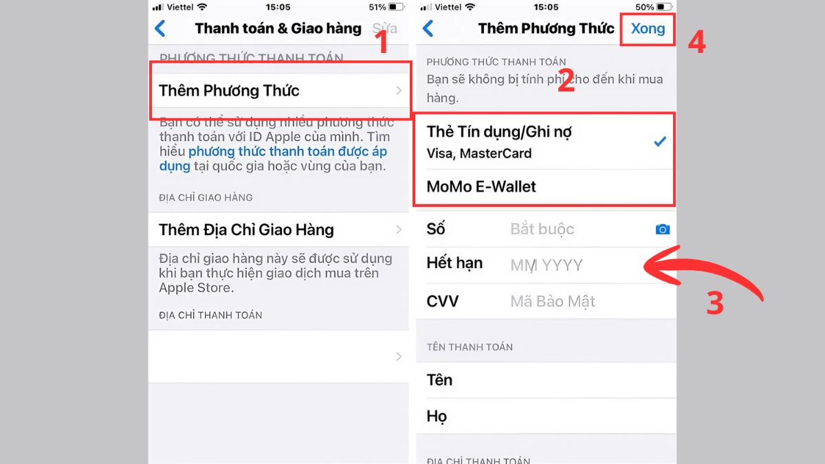 Cách thêm lại phương thức thanh toán sau khi gỡ trên iPhone