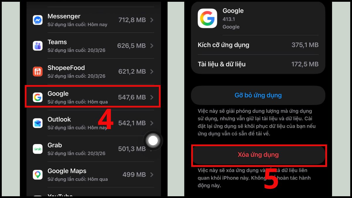 Cách xóa ứng dụng trên iPhone từ cài đặt - bước 3