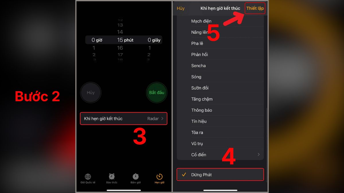 Cách hẹn giờ tắt nhạc trên iPhone trong đồng hồ - bước 2