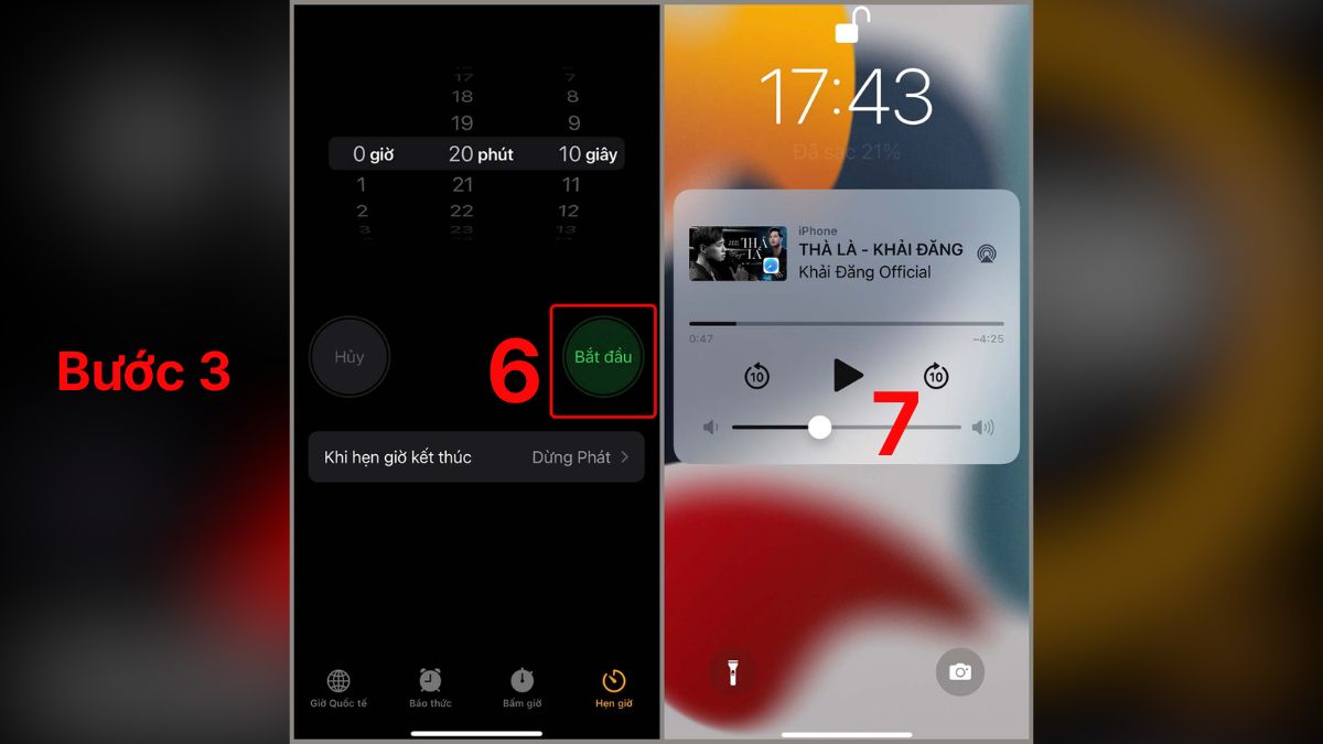 Cách hẹn giờ tắt nhạc trên iPhone trong đồng hồ - bước 3