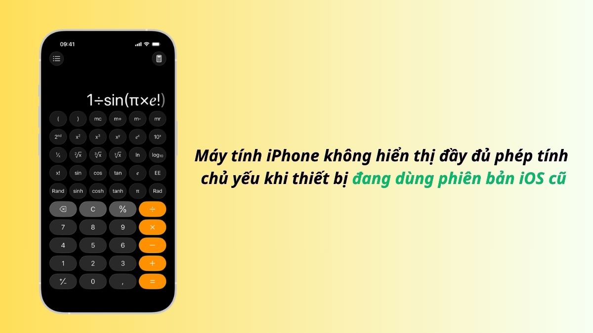 Lý do máy tính iPhone không hiển thị đầy đủ phép tính