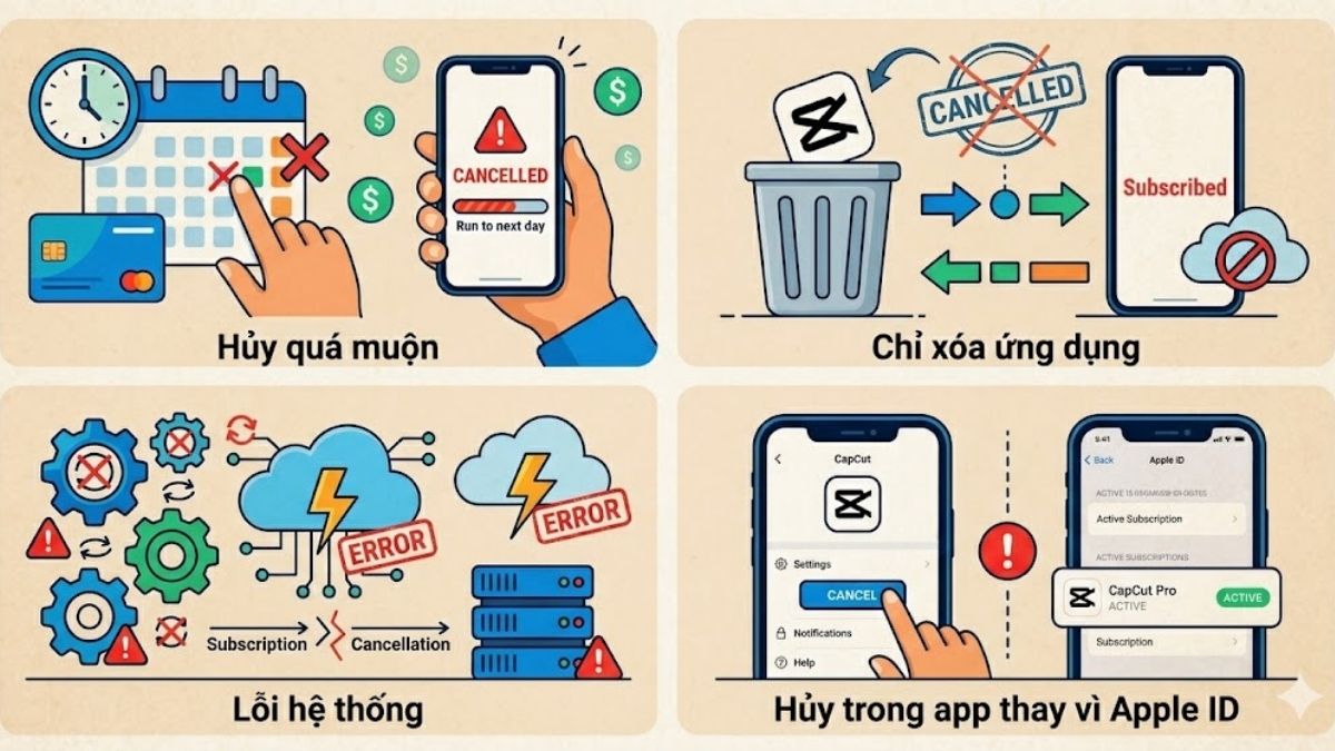 Lý do người dùng vẫn bị trừ phí sau khi hủy CapCut Pro