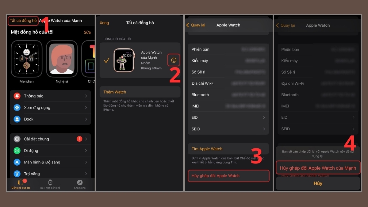 Sử dụng iPhone cũ để hủy kết nối với Apple Watch