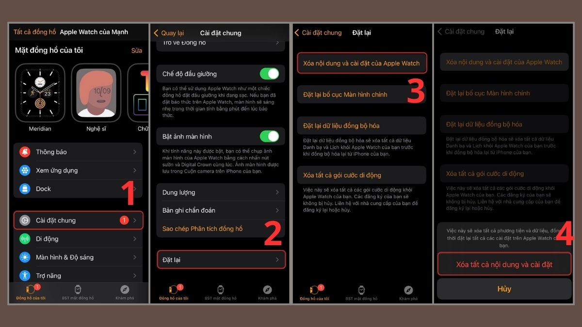 Dùng khôi phục cài đặt gốc của Apple Watch trên iPhone cũ