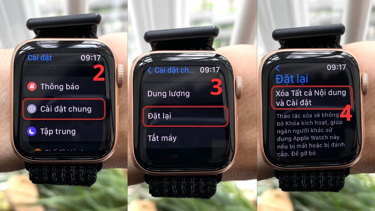 Dùng khôi phục cài đặt gốc trên Apple Watch - bước 2