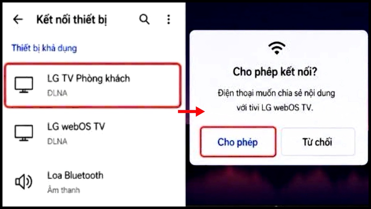 Cách kết nối điện thoại với tivi LG bằng DLNA - bước 3,4