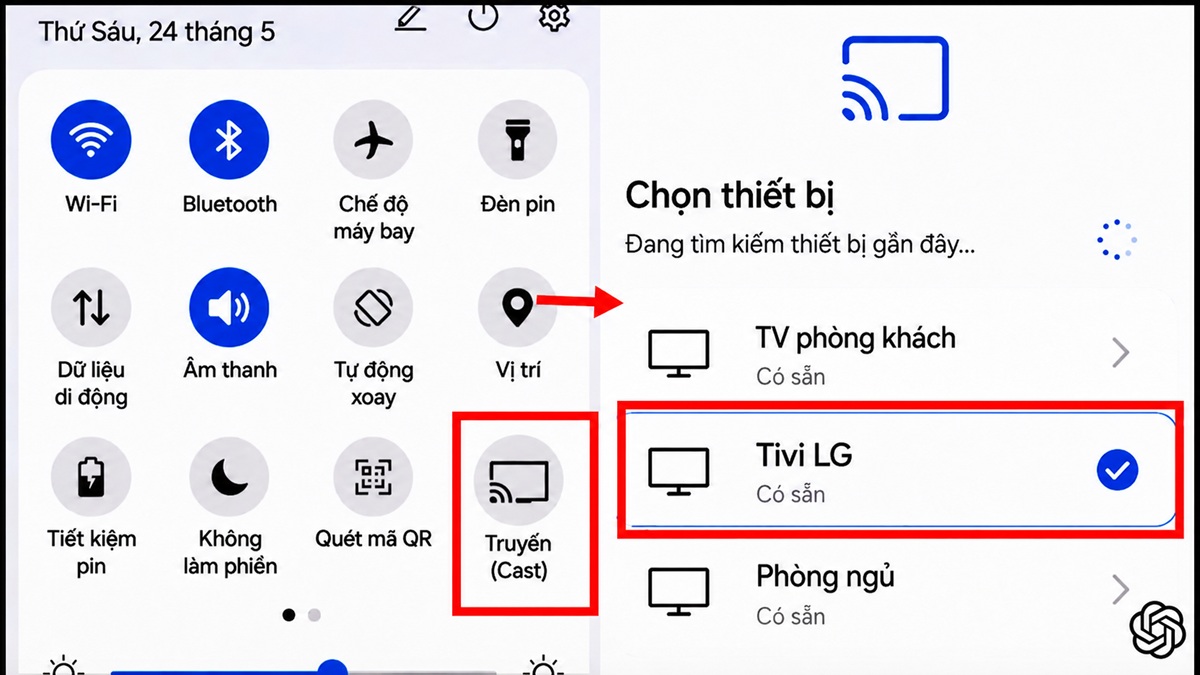 Cách kết nối điện thoại với tivi LG bằng WiDi - bước 3,4