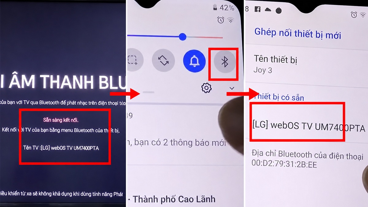 Cách kết nối điện thoại với tivi LG bằng Bluetooth - bước 3,4,5