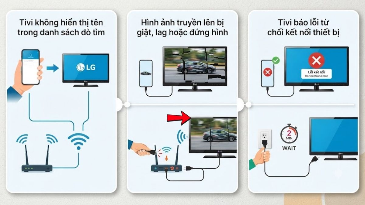 Các lỗi thường gặp khi kết nối điện thoại với tivi LG