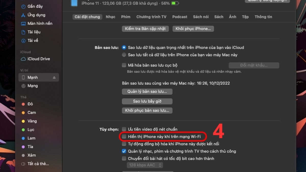 Cách kết nối iPhone với MacBook bằng Wifi - bước 3
