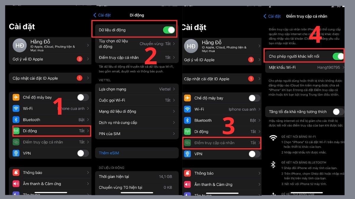 Cách kết nối iPhone với MacBook bằng điểm phát sóng di động - bước 1