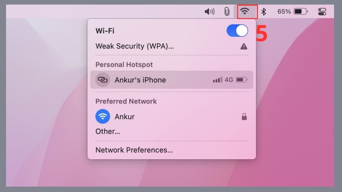 Cách kết nối iPhone với MacBook bằng điểm phát sóng di động - bước 2