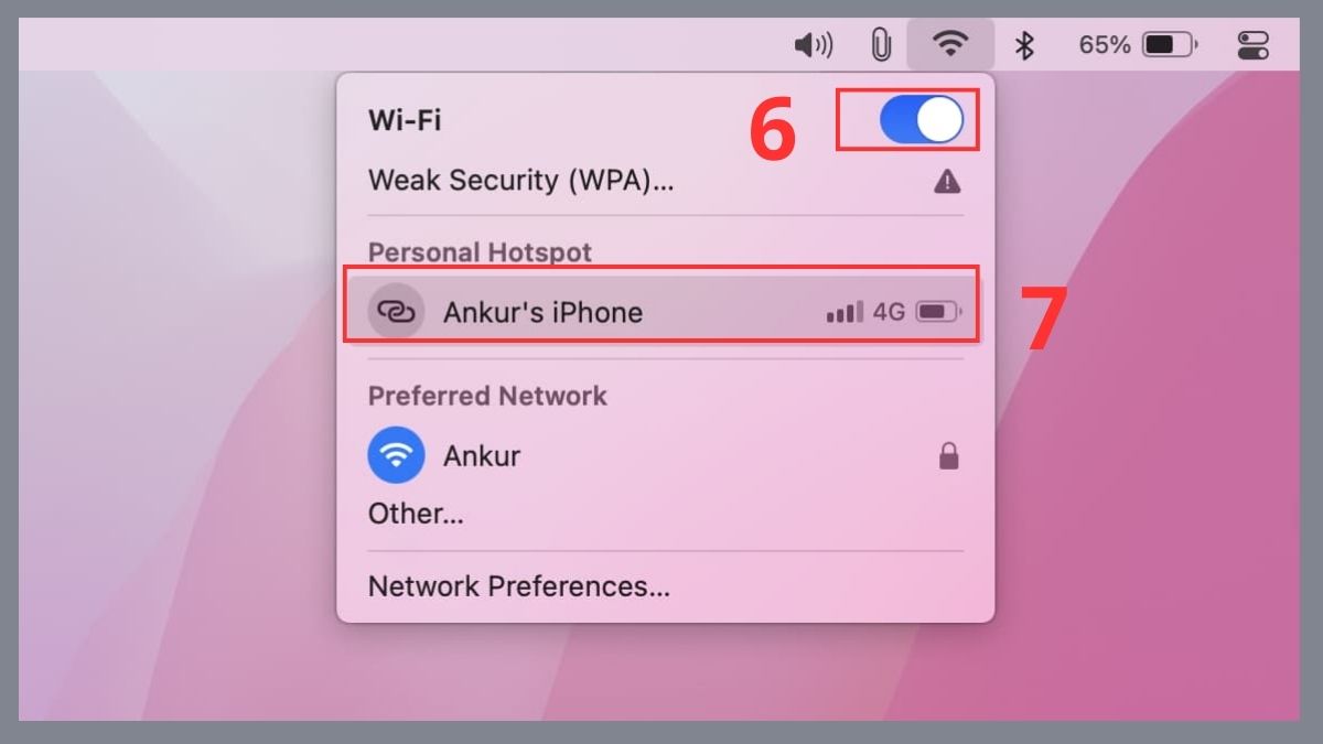 Cách kết nối iPhone với MacBook bằng điểm phát sóng di động - bước 3