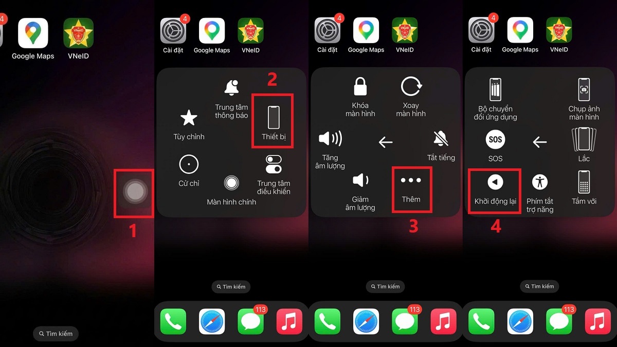 Cách khởi động lại iPhone 12 bằng AssistiveTouch