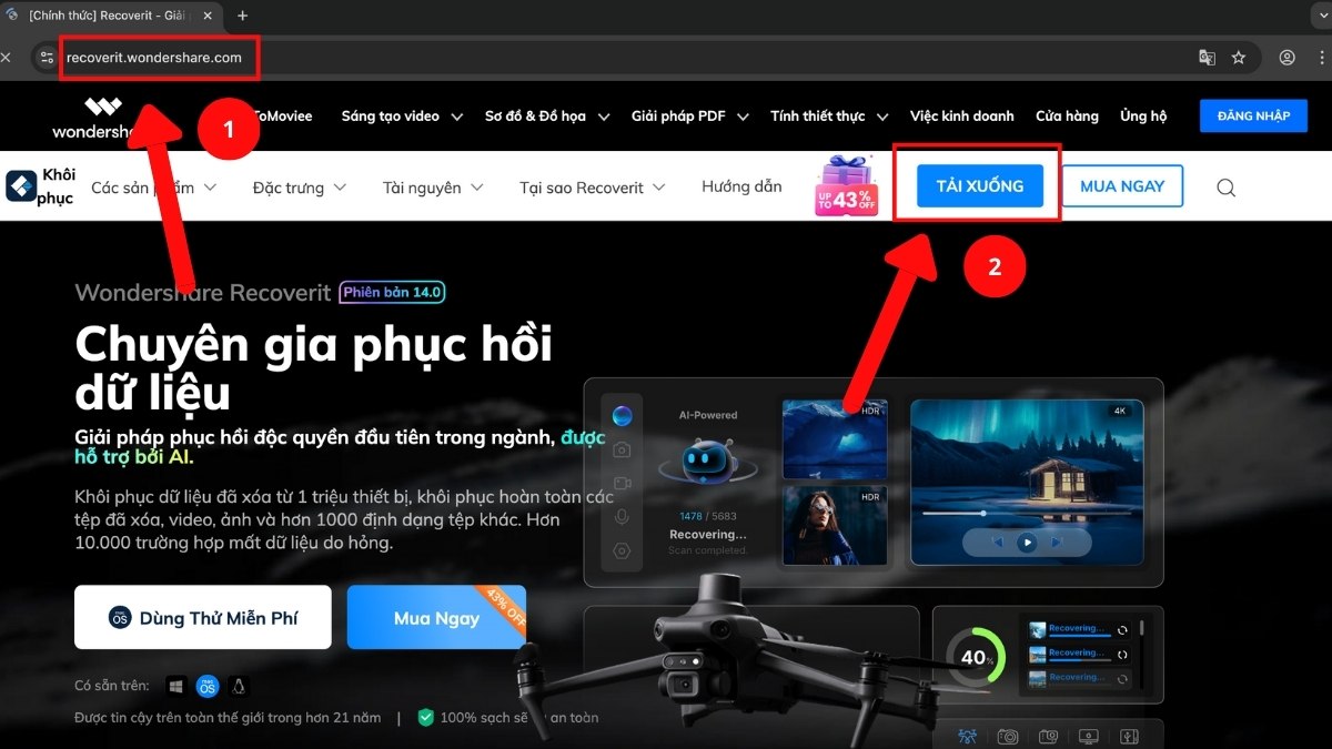 Cách khôi phục video đã xóa trên OPPO bằng Recoverit - bước 1