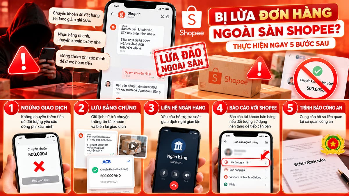Cách xử lý khi bị lừa đảo đơn hàng Shopee ngoài sàn