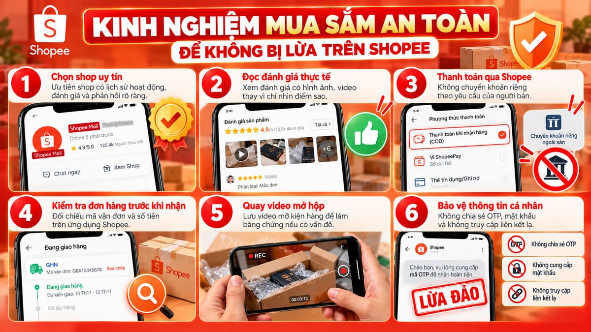 Kinh nghiệm mua sắm an toàn để không bị lừa trên Shopee