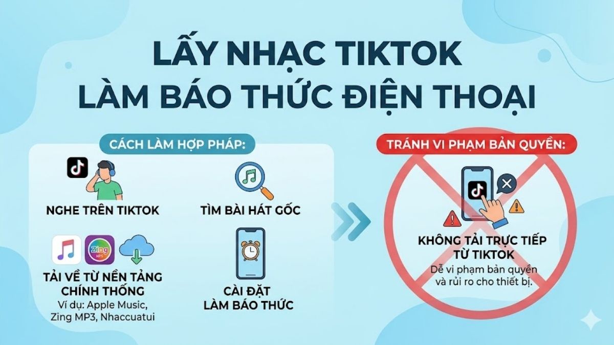 Không thể lấy nhạc Tiktok làm báo thức điện thoại được