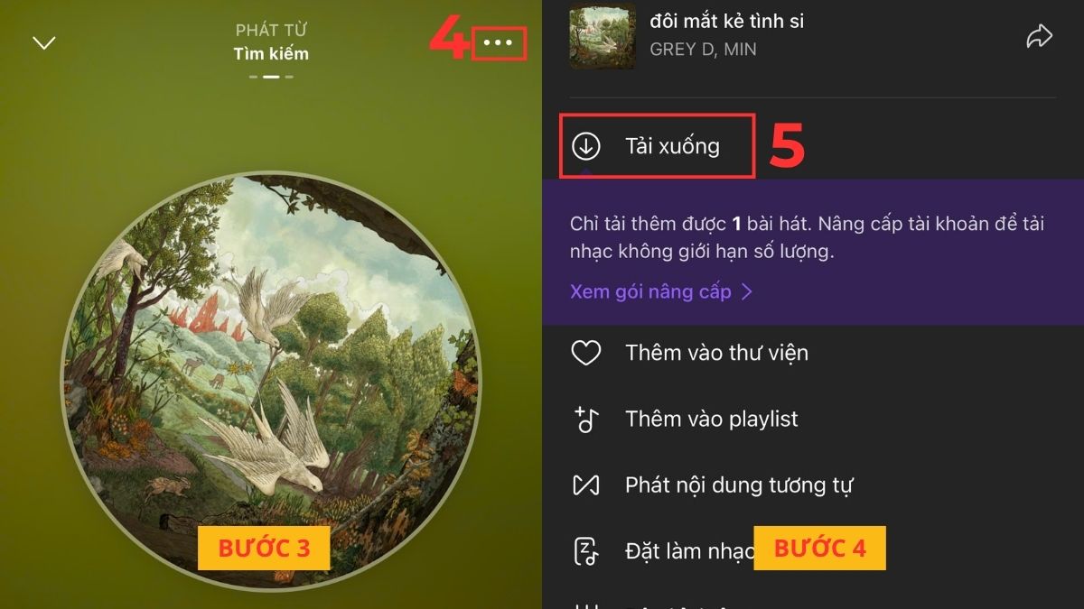 Cách lấy nhạc Tiktok làm báo thức từ Zing MP3 - bước 2,3