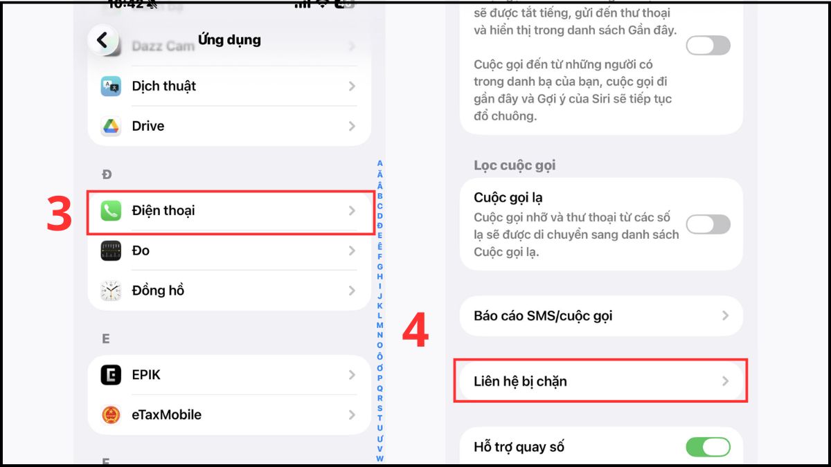 Cách mở chặn cuộc gọi iPhone từ Cài đặt - bước 2