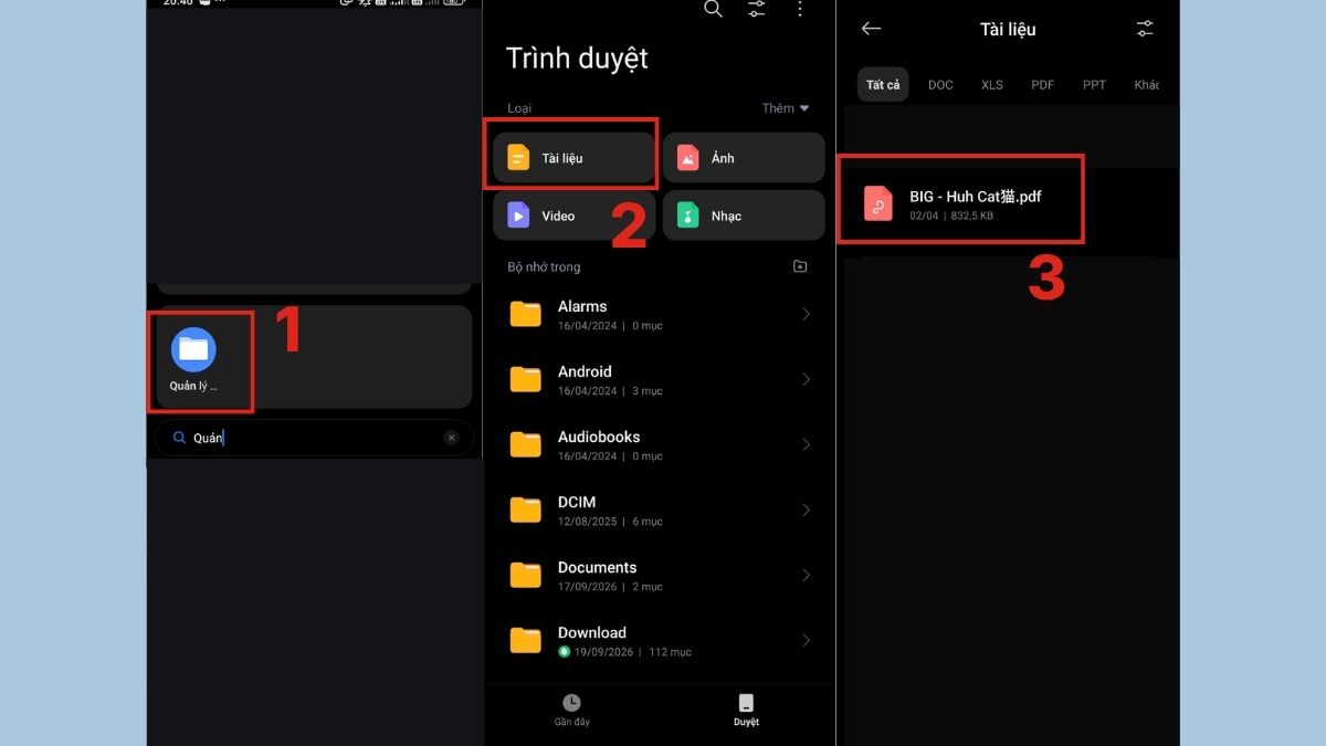 Cách mở file PDF trên điện thoại Android bằng Google Drive - bước 1