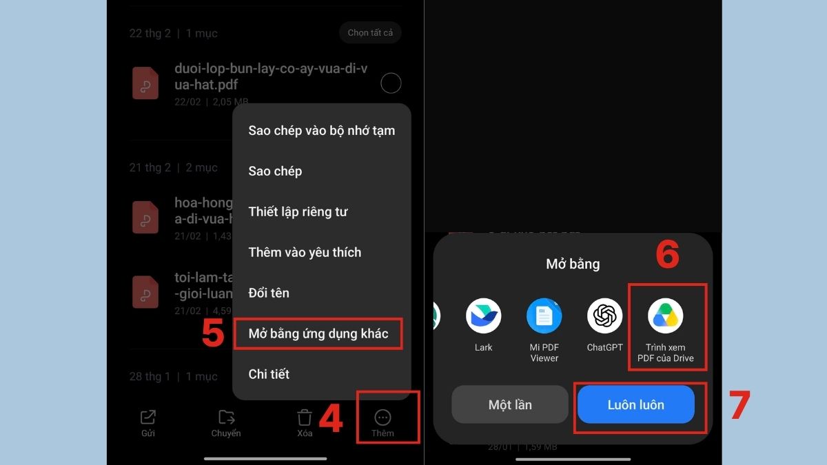 Cách mở file PDF trên điện thoại Android bằng Google Drive - bước 2