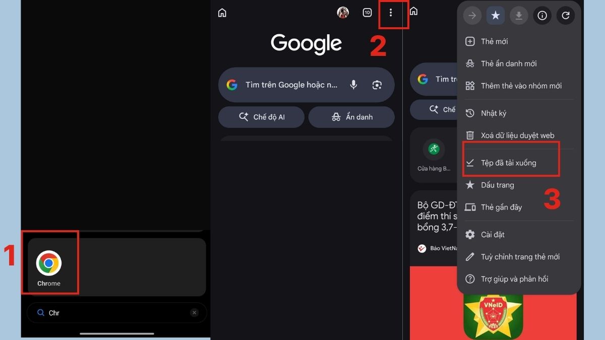 Cách mở file PDF trên điện thoại Android bằng trình duyệt web - bước 1