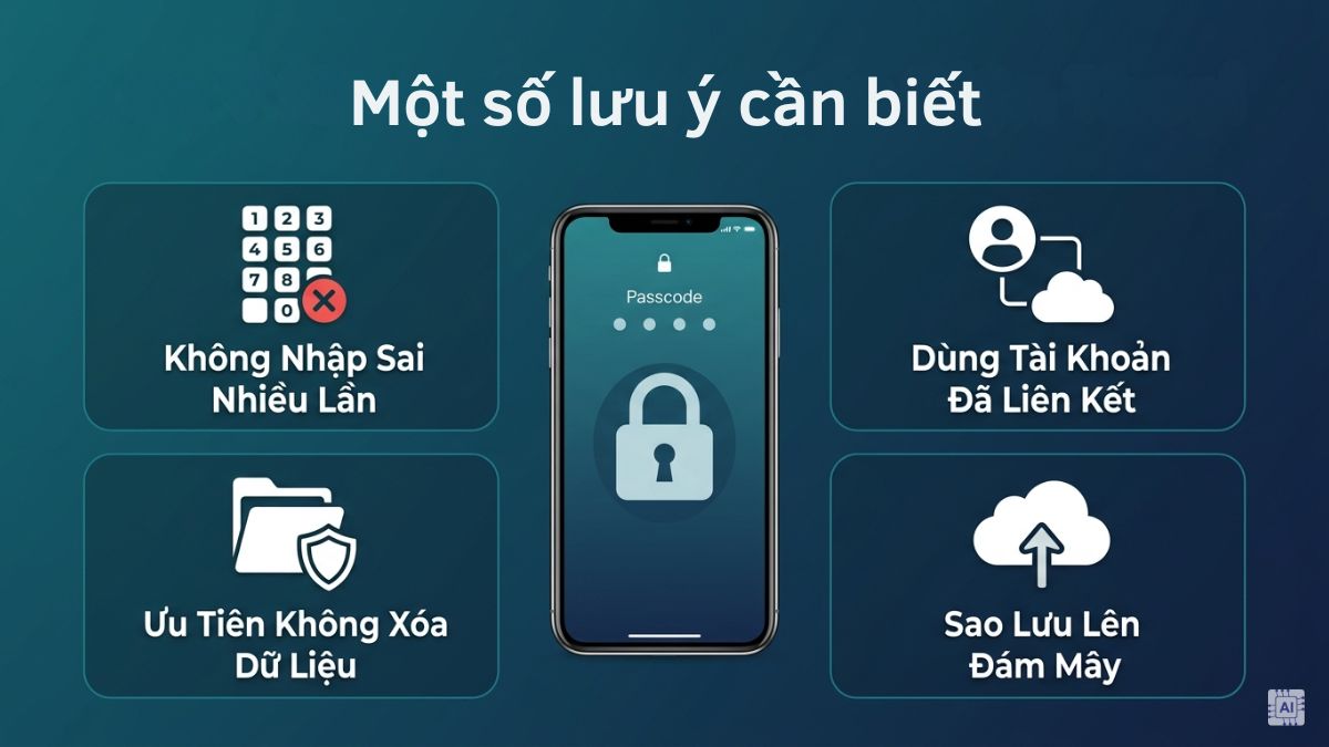 Các lưu ý khi mở khóa điện thoại do quên mật khẩu số