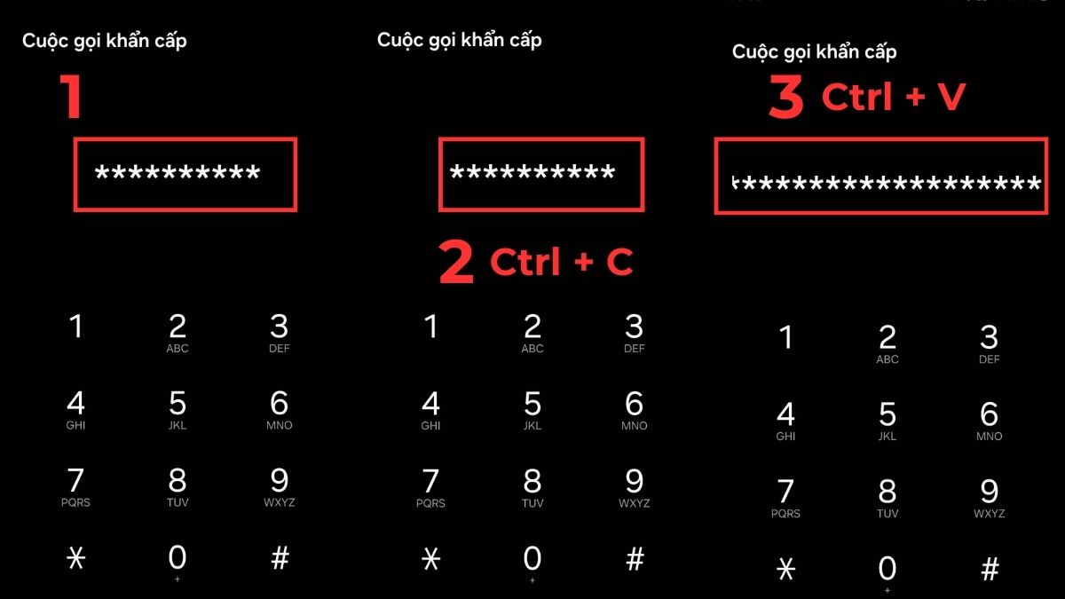 Dùng cuộc gọi khẩn cấp làm treo màn hình điện thoại - bước 1,2