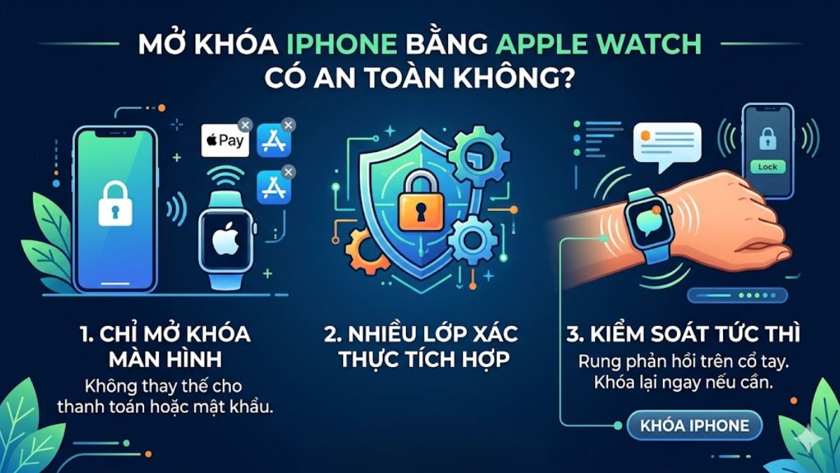Mở khóa bằng Apple Watch khá an toàn
