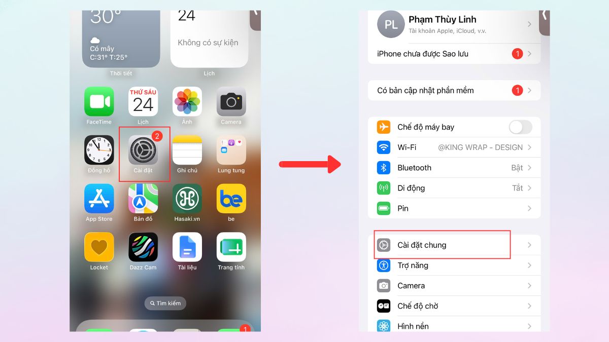 Cách tắt nguồn iPhone 12/Pro/Pro Max trong cài đặt - bước 1