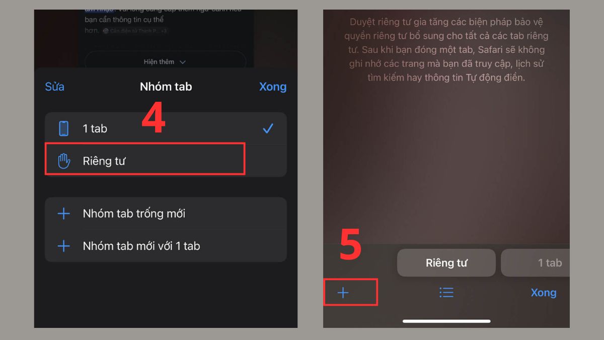 Cách mở tab ẩn danh trên iPhone bằng Safari từ giao diện nhóm tab - bước 5