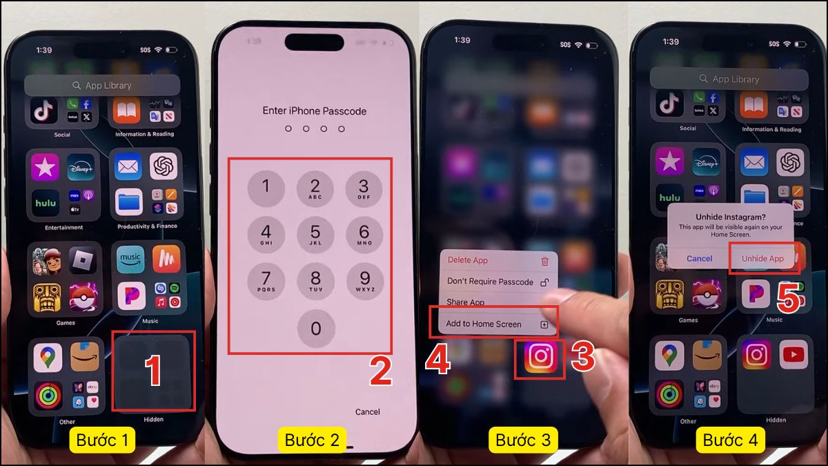 Cách thêm lại ứng dụng bị ẩn vào Màn hình chính iOS 18