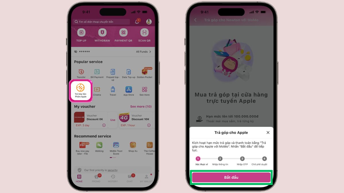 Cách mua trả góp trên Apple Store qua MoMo - bước 1