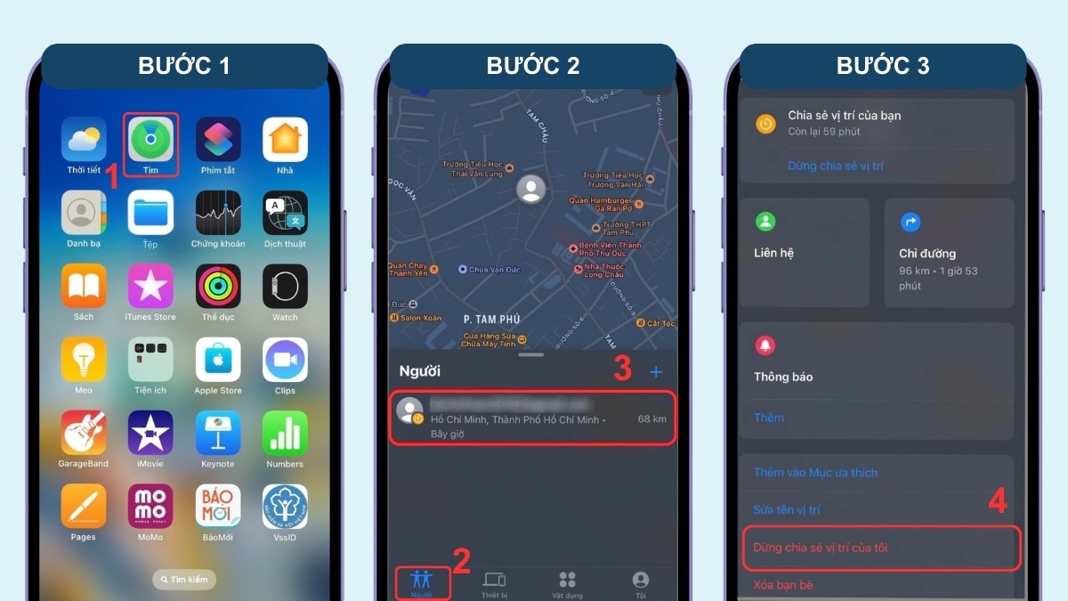 Kiểm tra điện thoại bị theo dõi trên iPhone bằng cách kiểm tra chia sẻ vị trí