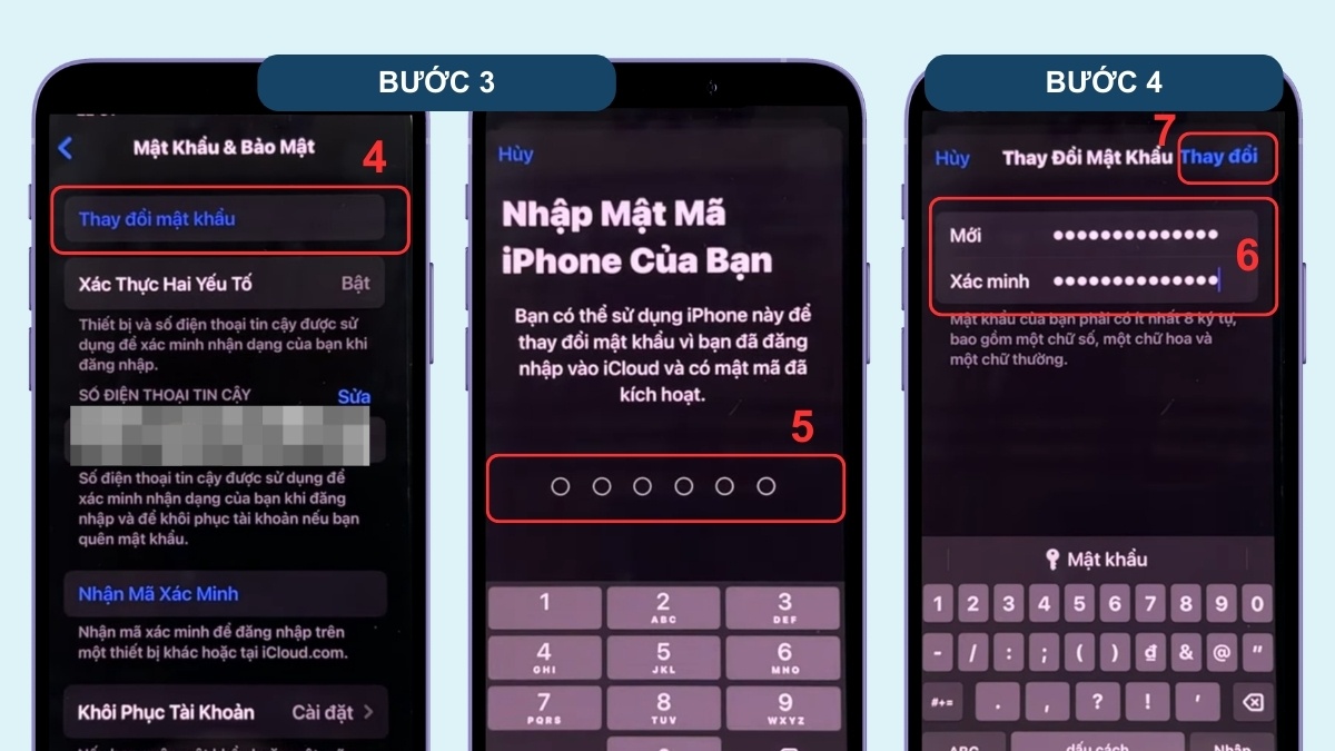 Cách xử lý khi điện thoại bị theo dõi trên iPhone là đổi mật khẩu Apple ID - bước 2,3